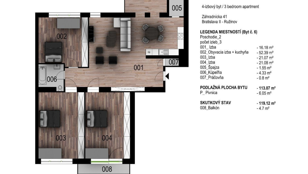 BOSEN I Prenájom priestranného 4-izbového bytu, Záhradnícka, 108 m²