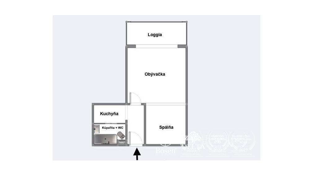 BOSEN | REZERVOVANÝ 1,5 izb. investičný byt s loggiou, Martinčeková, 33m2