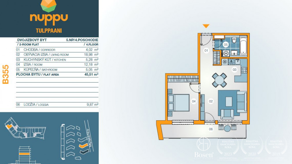 PRENAJATÉ: BOSEN | NUPPU - Zariadený 2kk byt v novostavbe NUPPU, Ružinov