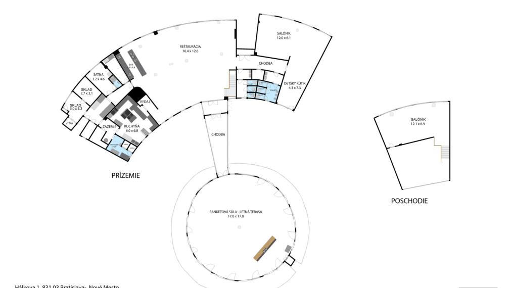 BOSEN | !!BEZ ODSTUPNÉHO!! odstúpenie kompletne zariadenej reštaurácie . Hálkova, Nové Mesto 876m2