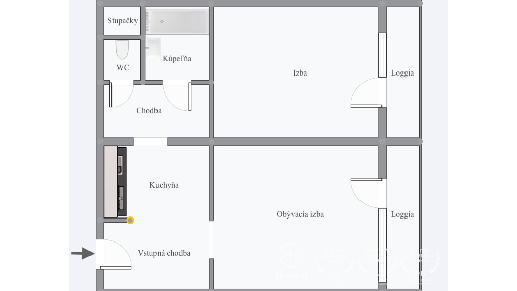 BOSEN | 2 izbový byt s dvomi loggiami, zariadený v Bratislave na Budatínskej ul.
