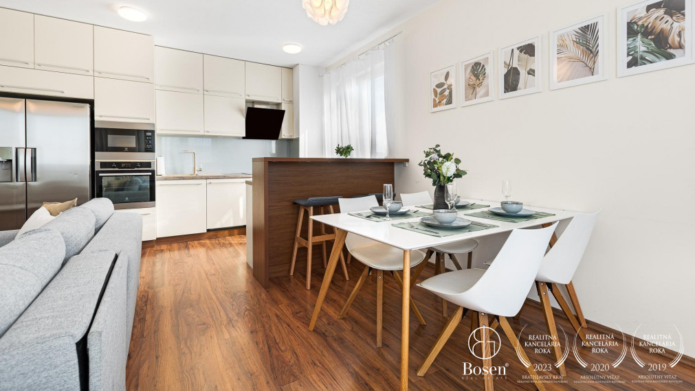 PRENAJATÉ | BOSEN | Prenájom zariadený slnečný 3 izbový byt s garážovým státim, ulica Nejedlého, Bratislava - m.č. Dúbravka