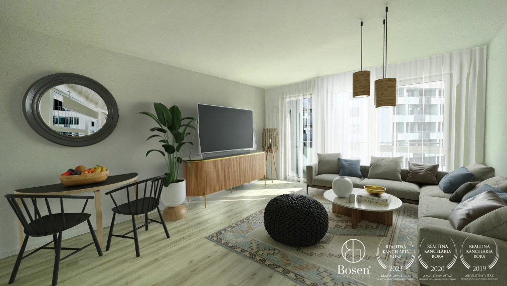 BOSEN | Priestranný 1.izb.byt v novom projekte NUPPU, balkón, kobka, Ružinov, 45 m2