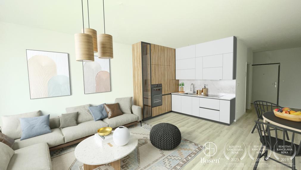 BOSEN | Priestranný 1.izb.byt v novom projekte NUPPU, balkón, kobka, Ružinov, 45 m2