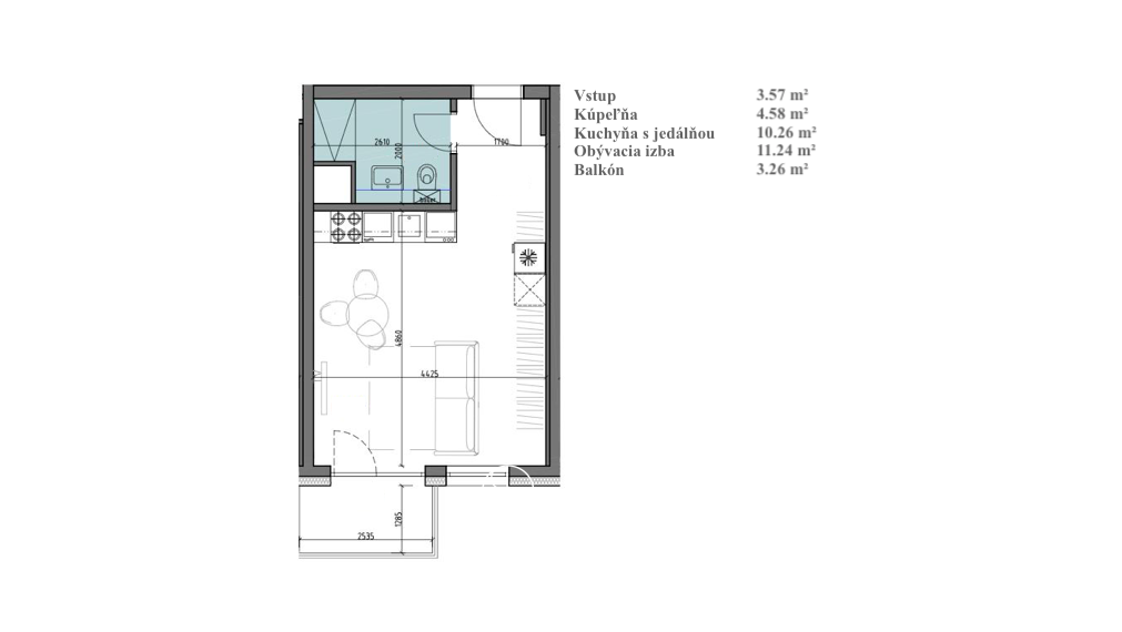 PREDANÉ BOSEN | 1 izbový slnečný byt s balkónom v projekte GALVANI HOME, 32.57 m2
