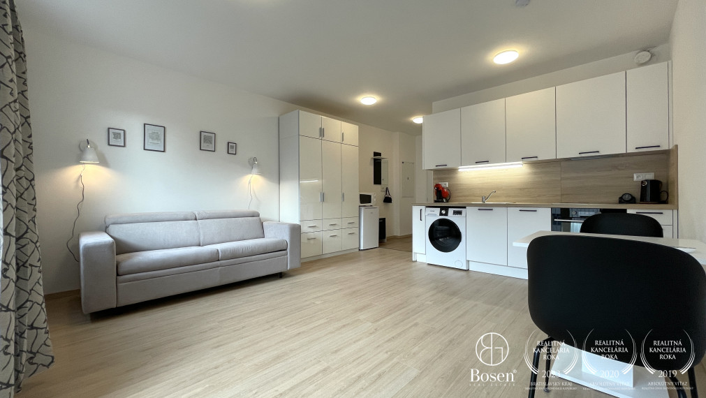 BOSEN | PRRENAJATÉ 1 izbový klimatizovaný byt s parkingom v blízkosti OC Avion v projekte Galvani Home, Ružinov - Trnávka