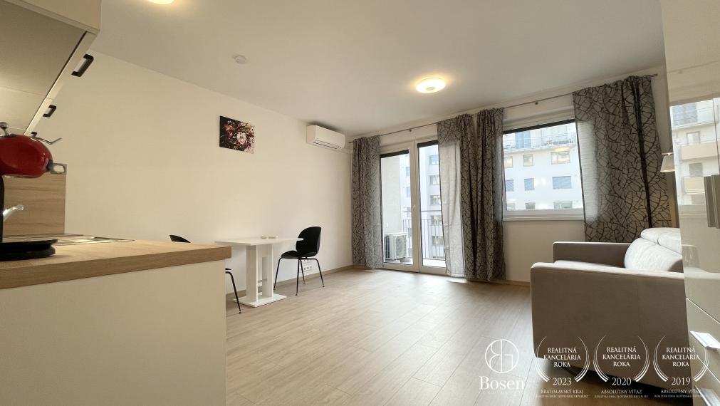 BOSEN | PRRENAJATÉ 1 izbový klimatizovaný byt s parkingom v blízkosti OC Avion v projekte Galvani Home, Ružinov - Trnávka
