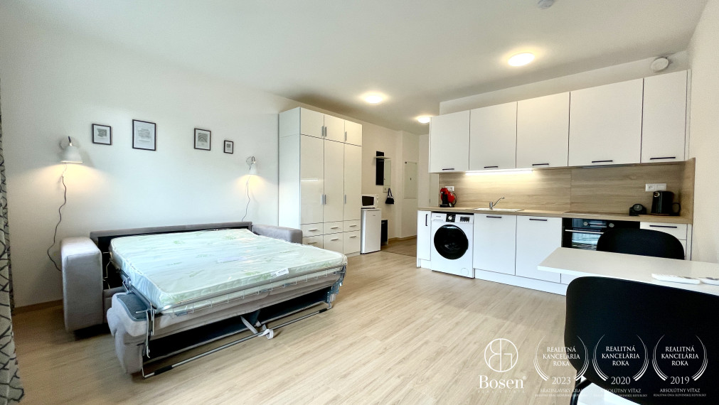 BOSEN | PRRENAJATÉ 1 izbový klimatizovaný byt s parkingom v blízkosti OC Avion v projekte Galvani Home, Ružinov - Trnávka