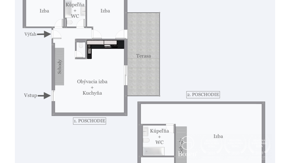 BOSEN | Výnimočný 4 izb.mezonet, veľká terasa, vlastný výťah, Hergottova, 145 m2