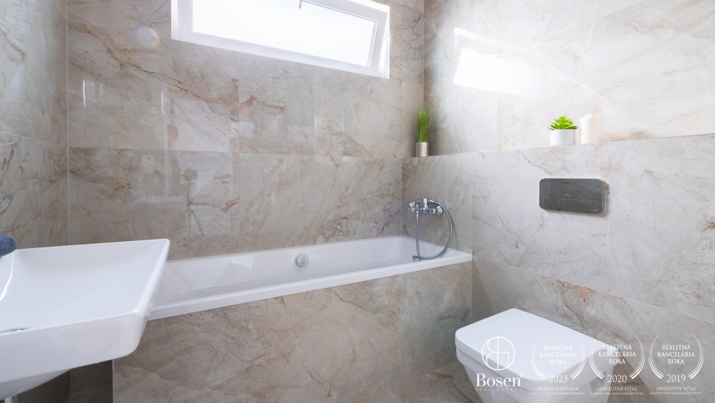 BOSEN | Viladom v novom projekte OPÁL, záhrada, stropné chladenie, Villeroy & Boch sanita, Opálová, 207 m2