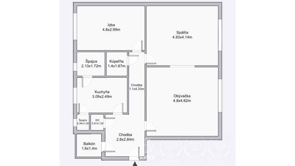 PREDANÉ - BOSEN |  3 izbový byt, 89,68 m2, pôvodný stav, Belehradská