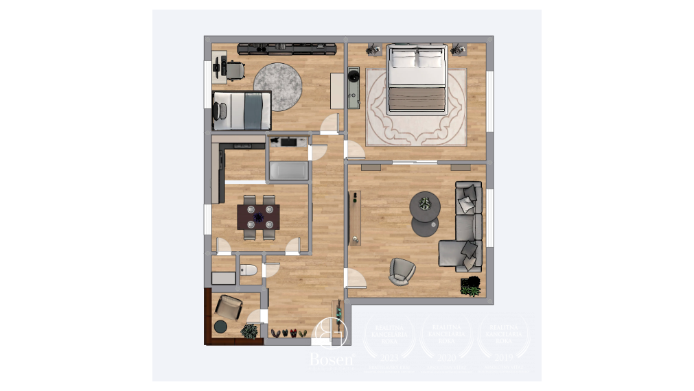 PREDANÉ - BOSEN |  3 izbový byt, 89,68 m2, pôvodný stav, Belehradská