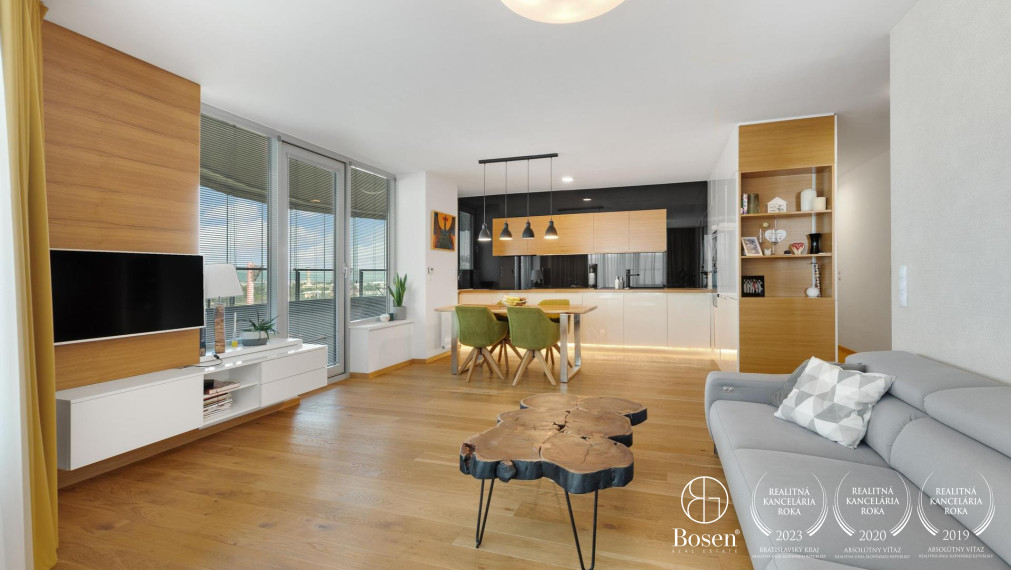 Nadštandardný 4 izbový byt so saunou v projekte Tri veže na prenájom