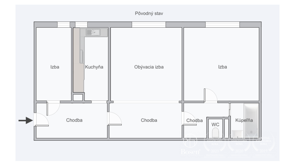 BOSEN | 3 izbový zariadený byt v pôvodnom stave, Haburská ul., BA - Ružinov, 68 m2