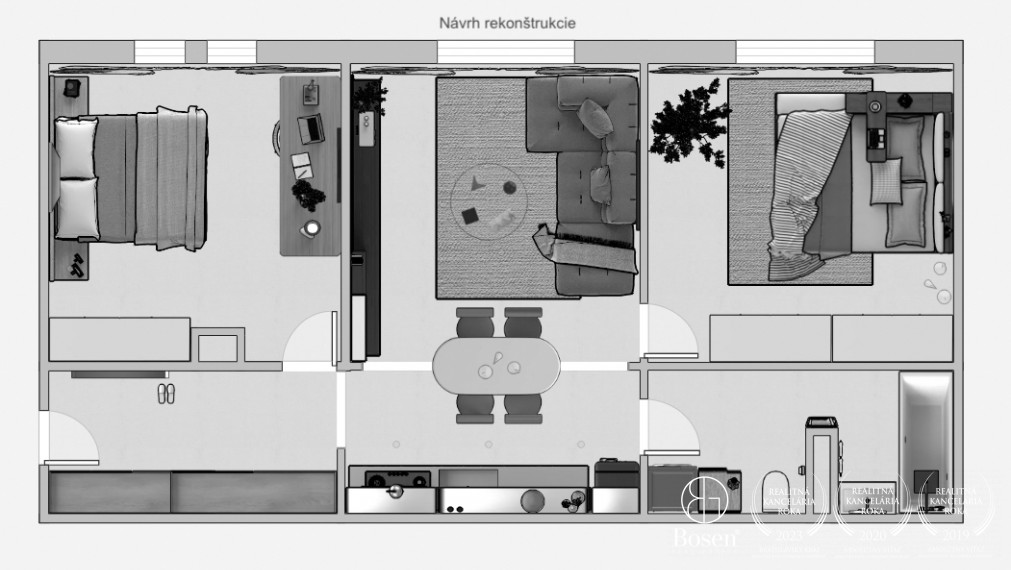 BOSEN | 3 izbový zariadený byt v pôvodnom stave, Haburská ul., BA - Ružinov, 68 m2
