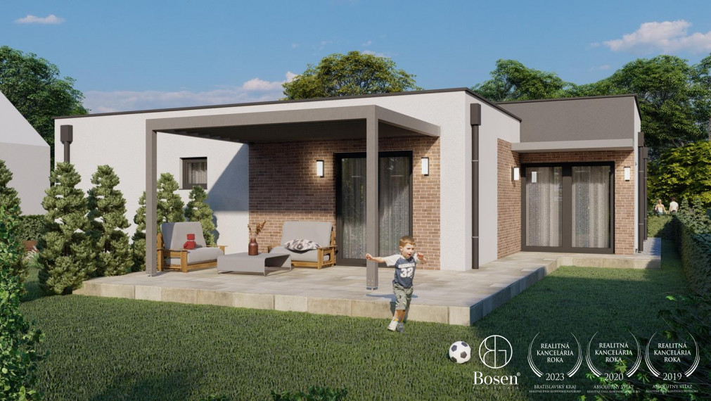 BOSEN | Novostavba v Štandarde, 3 izbový bungalov so záhradou, 3x parkovacie státie, Rovinka