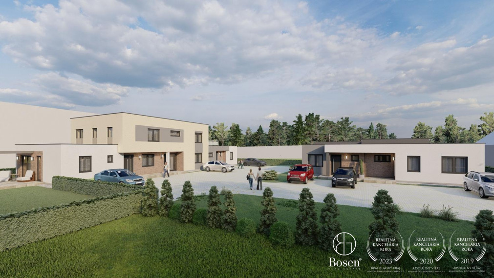 BOSEN | Novostavba v Štandarde, 3 izbový bungalov so záhradou, 3x parkovacie státie, Rovinka