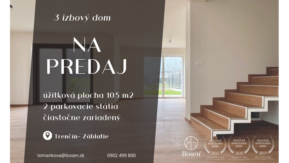 BOSEN | IHNEĎ K ODOVZDANIU - Rodinný dom za cenu bytu na predaj - Trenčín