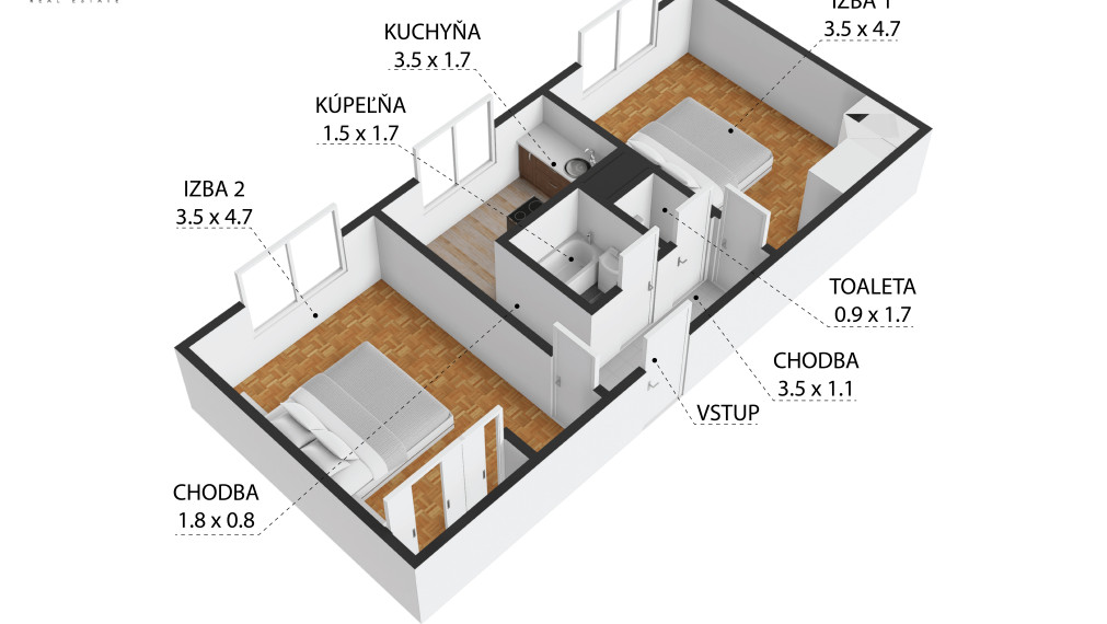 BOSEN | Na prenájom zariadený 2 izbový byt v centre mesta Malacky, Záhorácka