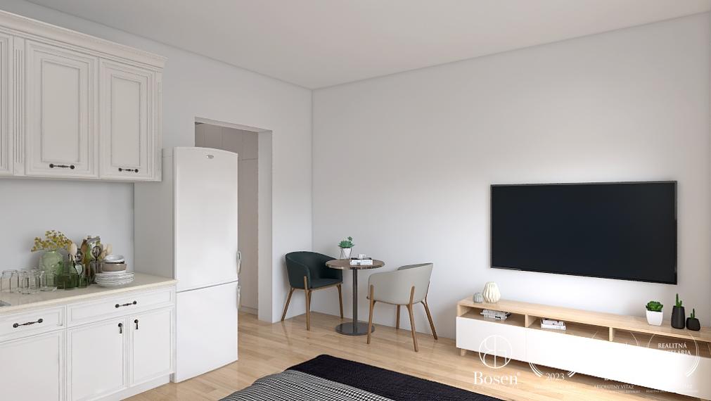 BOSEN | Zariadený 1 izb. byt s parkovacím miestom, kuchyňou a balkónom v novostavbe, Ovocné sady, Ružinov, 27 m2