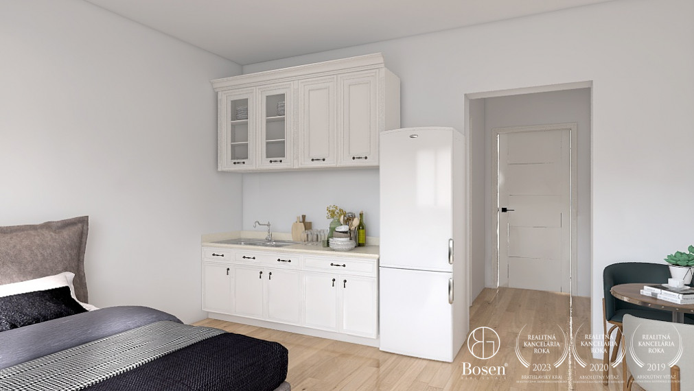 BOSEN | Zariadený 1 izb. byt s parkovacím miestom, kuchyňou a balkónom v novostavbe, Ovocné sady, Ružinov, 27 m2