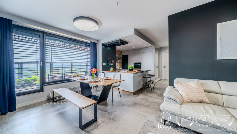 BOSEN | Nadštandardný 3 izbový byt s veľkou terasou a skladom v projekte FLAT 75, Petržalka, 110 m2