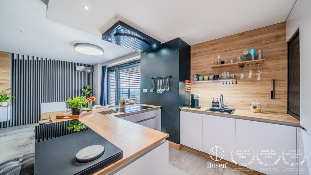 BOSEN | Nadštandardný 3 izbový byt s veľkou terasou a skladom v projekte FLAT 75, Petržalka, 110 m2