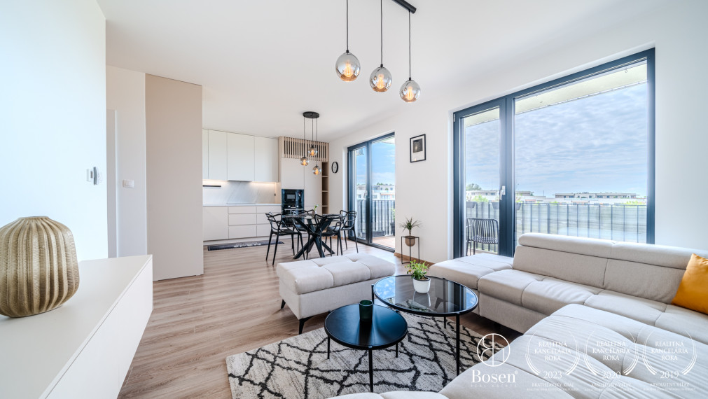 BOSEN | Na prenájom prémiový 3-izbový byt v novostavbe, 86 m², balkón, garáž, Záhorská Bystrica - rezidencie Karpatium.