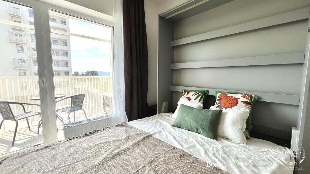 BOSEN | Prenájom 1 izbový klimatizovaný byt s parkovacím státím v novostavbe Slnečnice POP - Bratislava, Petržalka