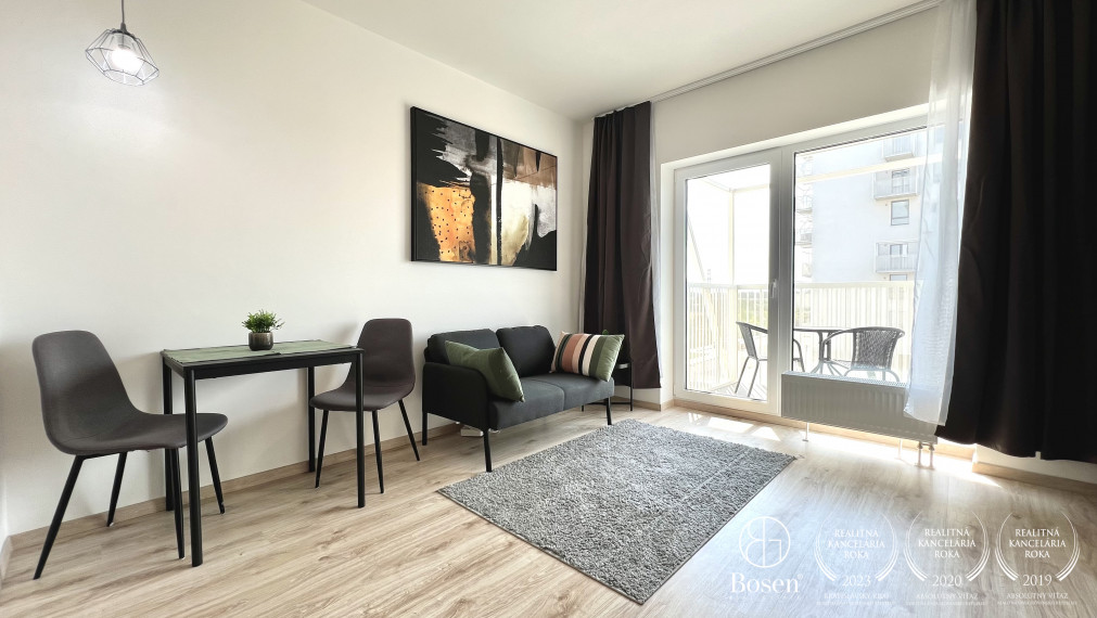 BOSEN | Prenájom 1 izbový klimatizovaný byt s parkovacím státím v novostavbe Slnečnice POP - Bratislava, Petržalka
