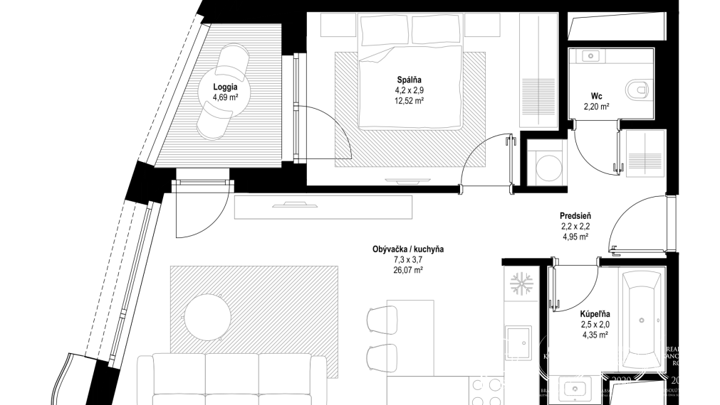 BOSEN | Zariadený 2kk byt v novostavbe Sky Park, Staré Mesto
