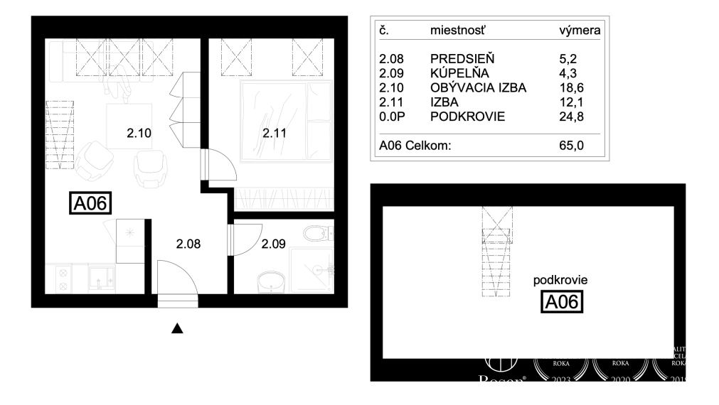 BOSEN | REZERVOVANÝ_ 3 izbový apartmán A06, Liptovský Mikuláš - Ondrašová, 65 m2