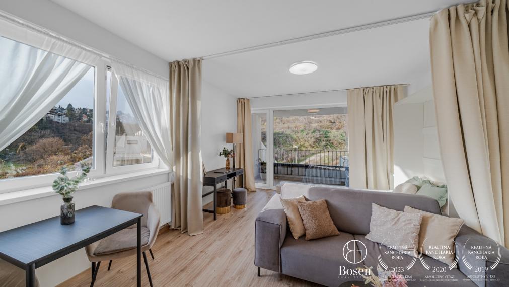 REZERVOVANÉ - BOSEN | Moderný 1-izbový byt s balkónom, pivničnou kobkou a garážou, Svätovavrinecká ul., BA