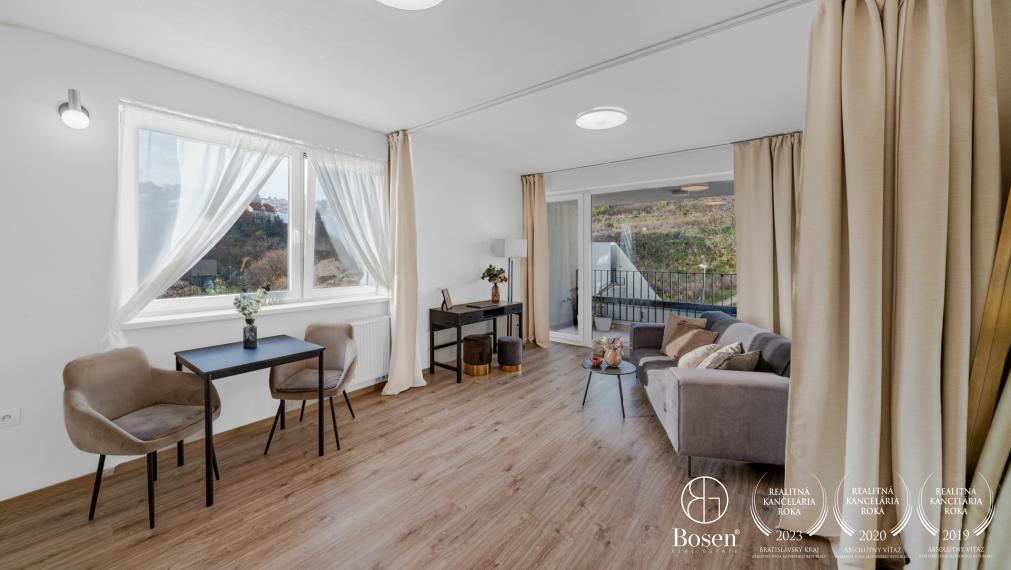 REZERVOVANÉ - BOSEN | Moderný 1-izbový byt s balkónom, pivničnou kobkou a garážou, Svätovavrinecká ul., BA