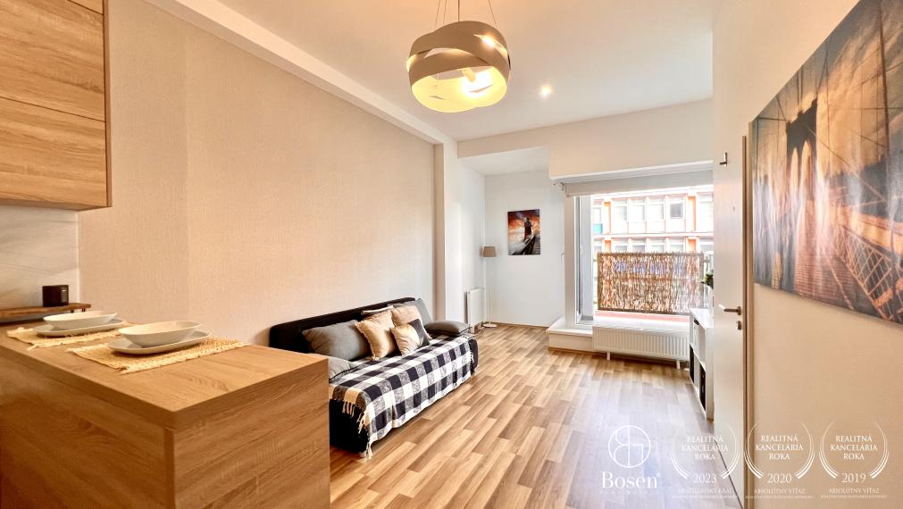 BOSEN | Prenájom - zariadený 1,5 izbový byt s parkovacím státím , Bratislava, Vietnamská ul.