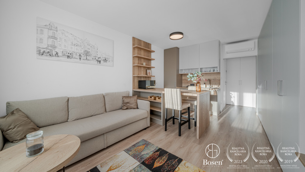 REZERVOVANÉ - BOSEN | 1 izbový byt v novostavbe, lodgia, parkovanie, Košická, Bratislava - Ružinov