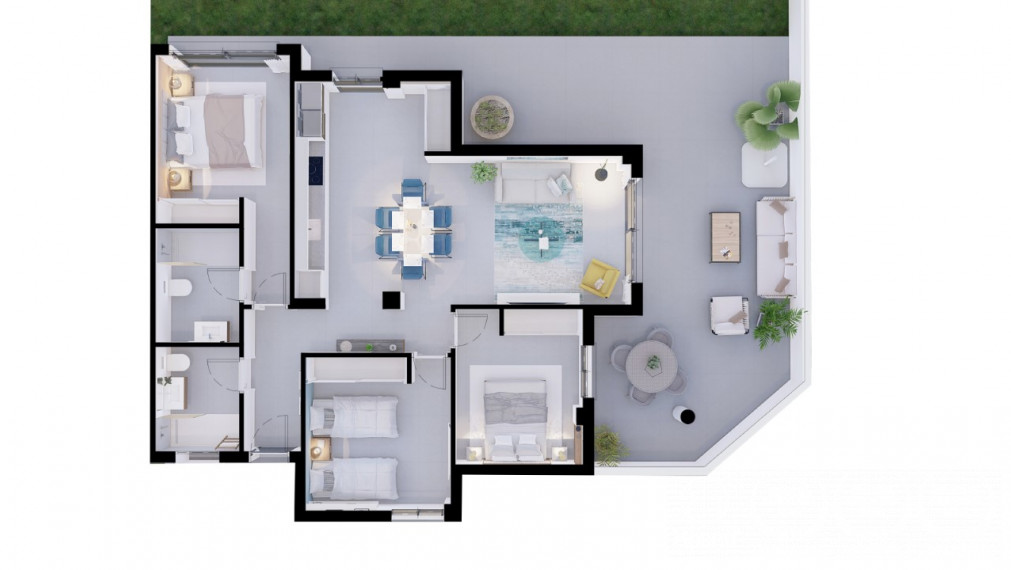 Slnečný 3 izbový apartmán vo Villajoyose – len 500 m od mora