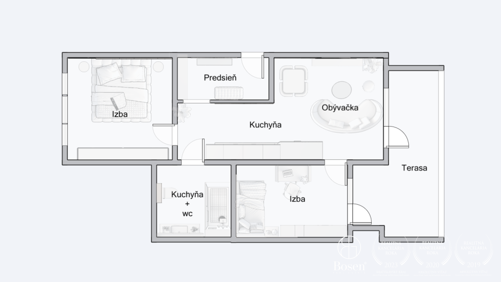 PREDANÉ - BOSEN | 3 izb. byt s priestrannou terasou, Jašíkova-Ružinov