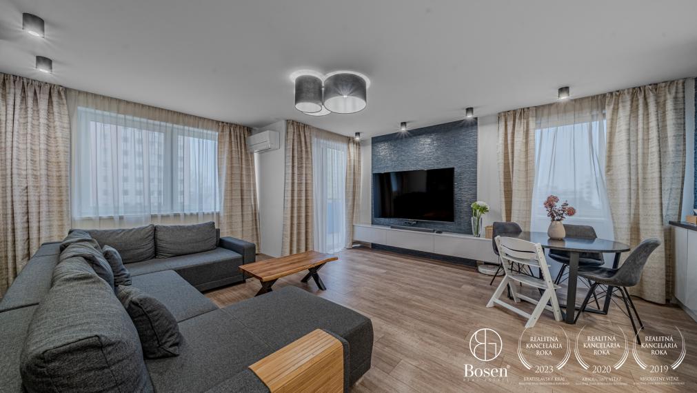 BOSEN |Prenajaté  3 izbový zariadený byt 91 m2, dve garážové státia