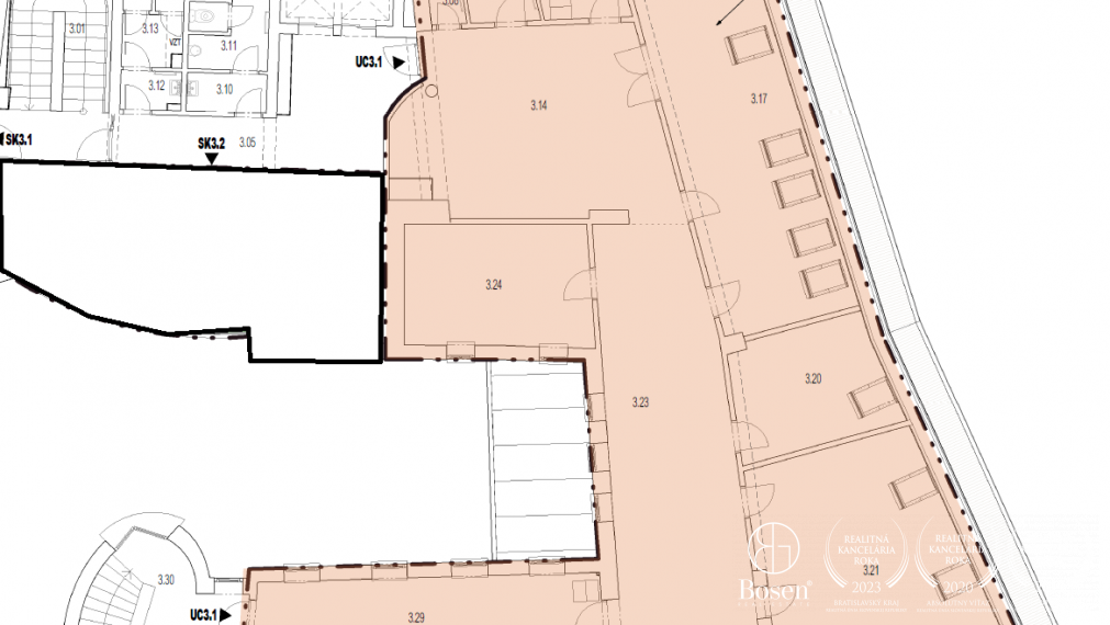 BOSEN | Prenájom kancelárskych priestorov 257,71m2 na Panenskej ulici - Staré Mesto, Bratislava