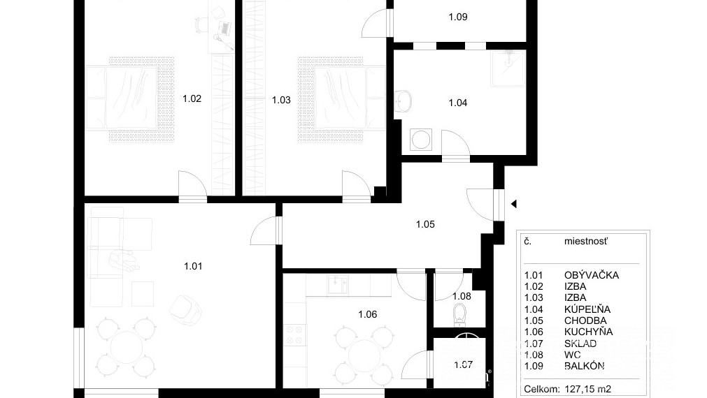 BOSEN | Priestranný 3 izbový byt, Račianska, Nové Mesto, 127,15 m2