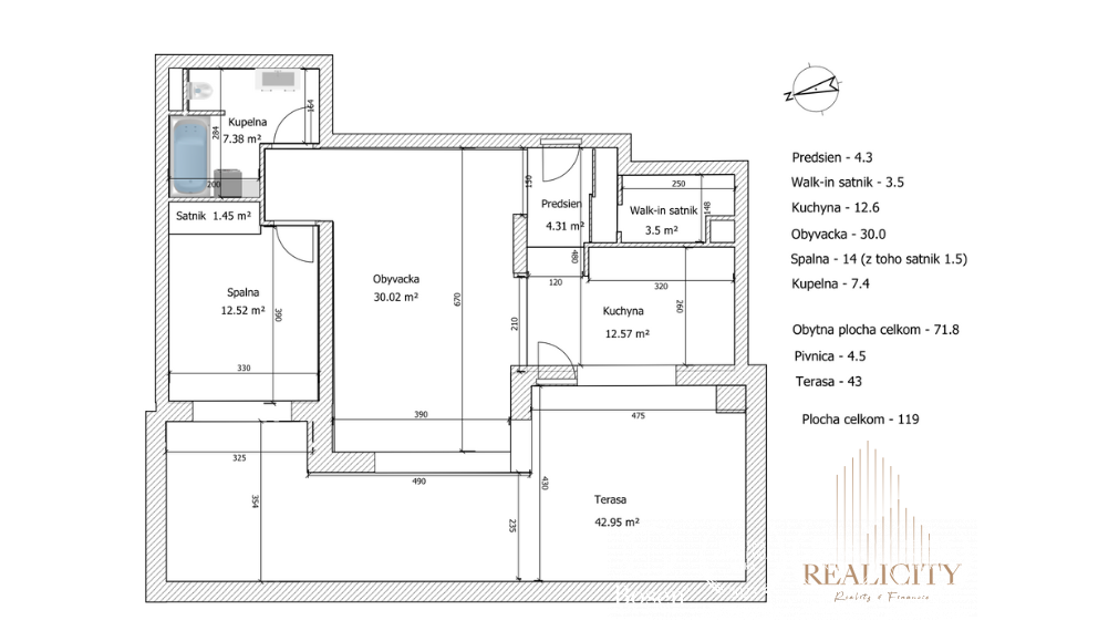Bosen Realicity / Priestranný 2 izbový byt s terasou-Bratislava Kramáre 117,7m2