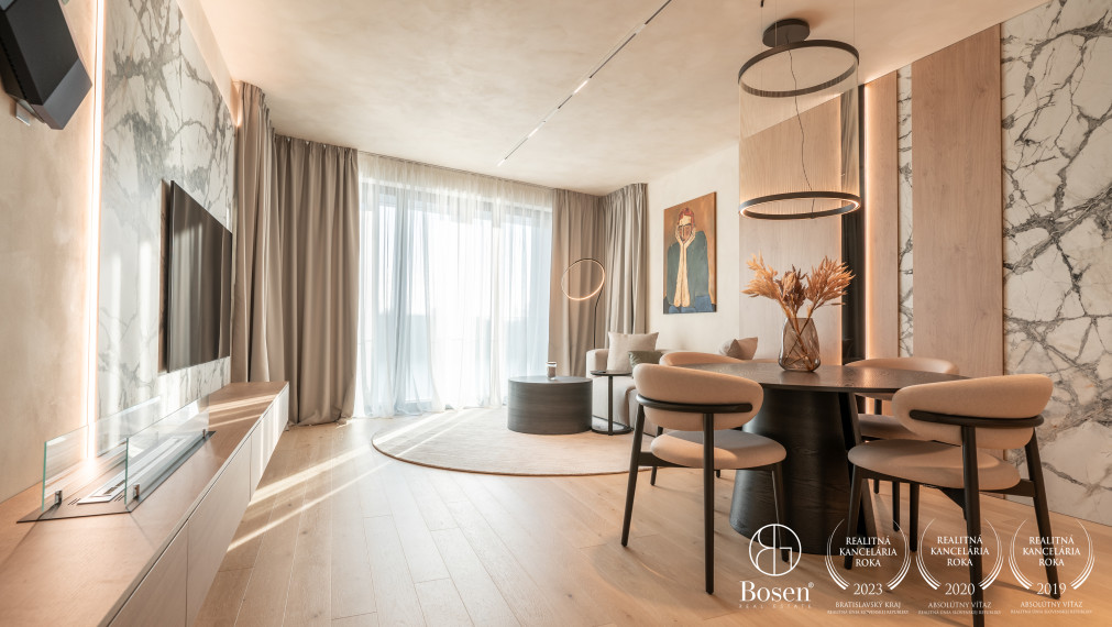 Bosen | Dizajnovo riešený 3-izbový byt s loggiou a výhľadom na Dunaj – Eurovea Riverside, 102,98m²
