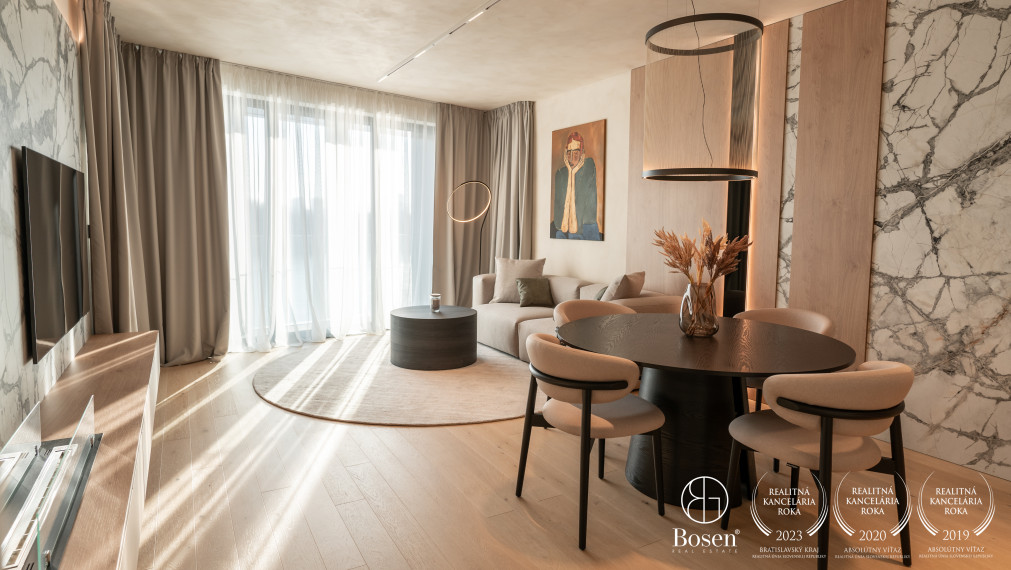 Bosen | Dizajnovo riešený 3-izbový byt s loggiou a výhľadom na Dunaj – Eurovea Riverside, 102,98m²