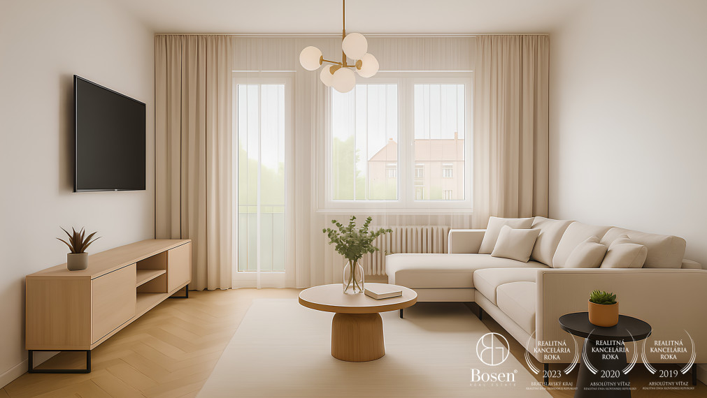 BOSEN | REZERVOVANÉ Priestranný 3-izbový byt s balkónom, Trebišovská, Ružinov, 84m2
