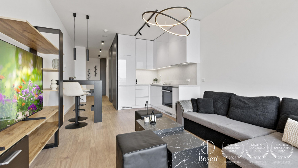 REZERVOVANÉ - BOSEN | Prenájom nový 1,5 izbový byt v Olivia Residence, Rožňavská, BA