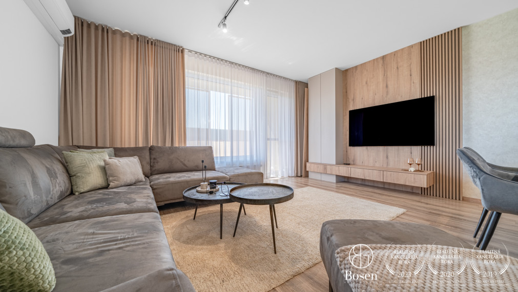 Bosen| Priestranný klimatizovaný 4-izbový byt s loggiou a 2 garážovými státiami – Bory Bývanie