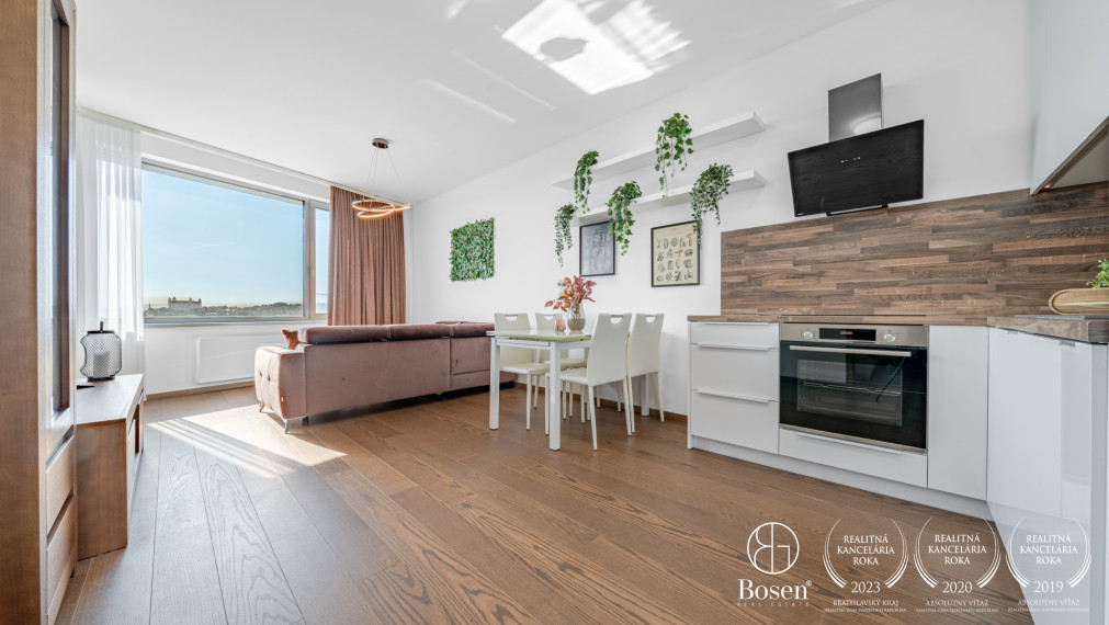 PRENAJATÉ - BOSEN| Nadštandardný 2 izbový byt v projekte Sky Park s výhľadom na hrad, garážovým státím a pivnicou, Čuleňová, 58 m²