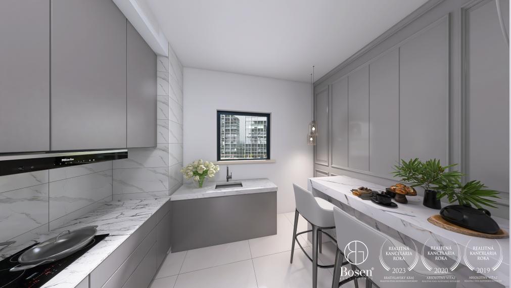 BOSEN | REZERVOVANE Priestranný 3-izbový mezanín s loggiou a garážovým státím v Ružinove, Seberíniho ulica