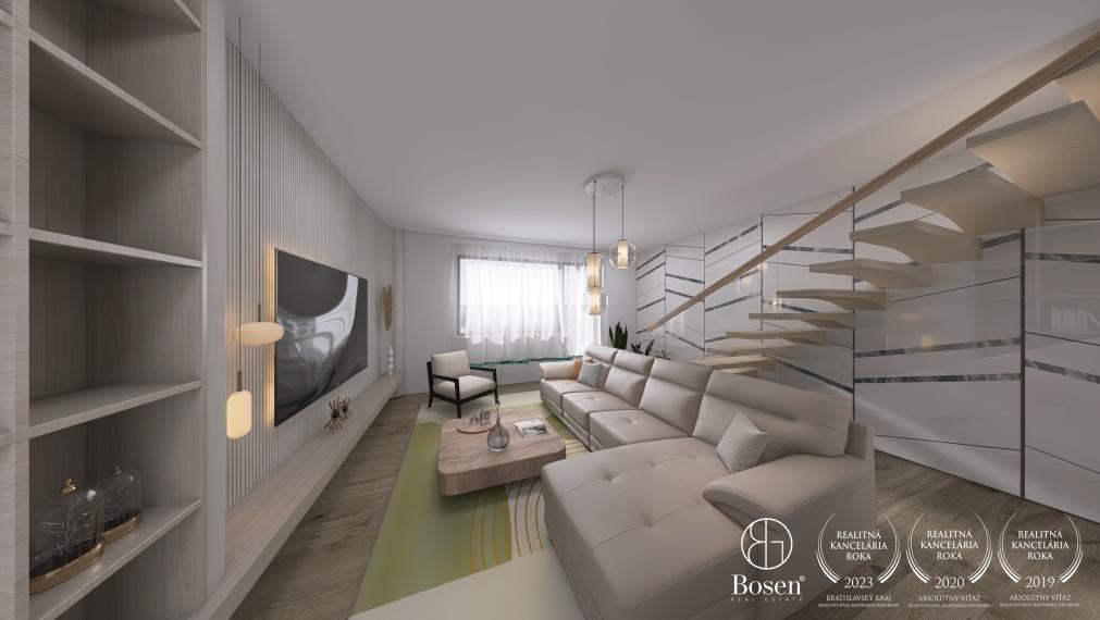 BOSEN | REZERVOVANE Priestranný 3-izbový mezanín s loggiou a garážovým státím v Ružinove, Seberíniho ulica